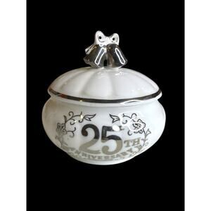 Vintage Enesco Bone China 25th Anniversary Trinket Jar Maruri Masterpiece
